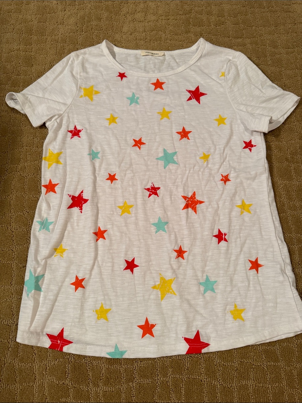 Promesa White Tee with Colorful Stars
